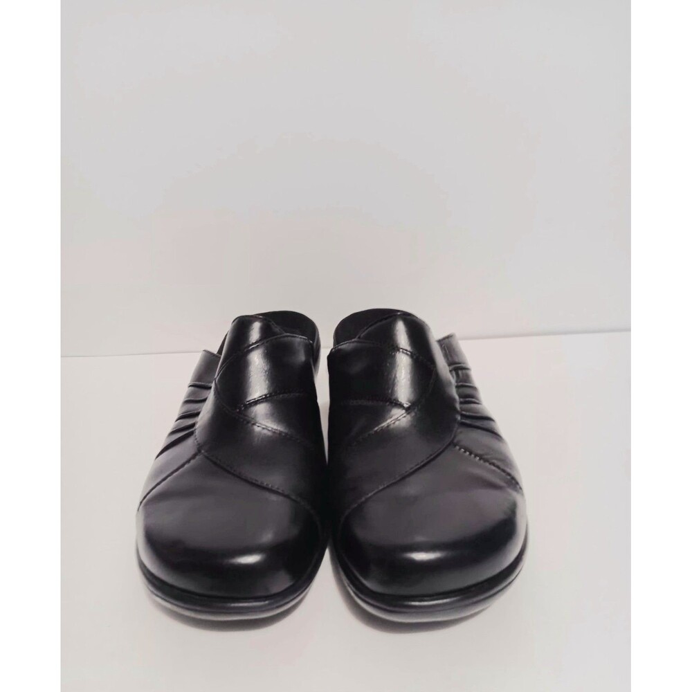Clark's Artisan Black Leather Women's Slip On Clog Mule Shoes Sz 9M